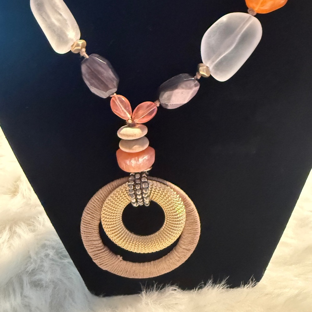 Chico's Beaded Multi Color Adjustable Necklace